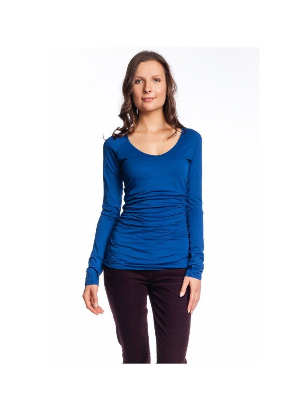 Velvet Amora Long Sleeve Raglan Top Atlas Blue Scoop Neck Cotton Jersey Tee NWT